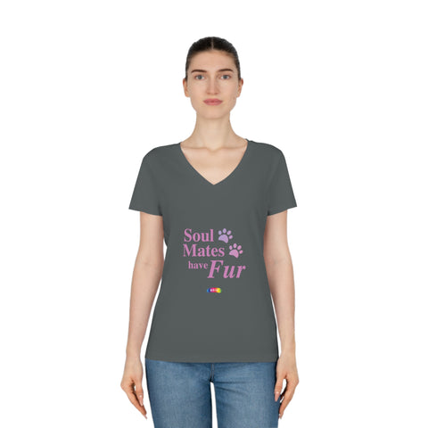 Women's V-Neck T-Shirt - Soulmates have Fur / Be the Person your Dog thinks you are