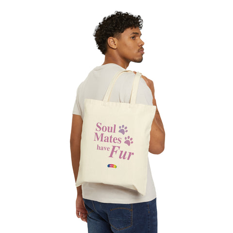 Cotton Canvas Tote Bag - Soulmates have fur