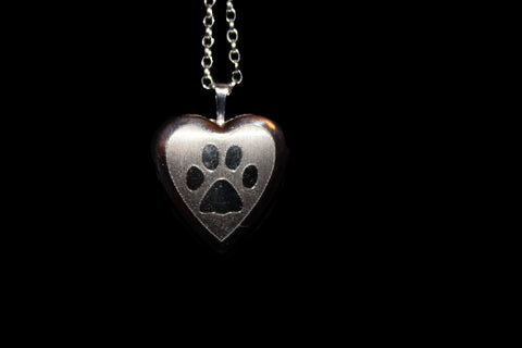 Sterling Silver Paw Print Heart Locket